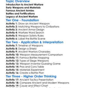 Ancient Warfare And Weapons Worksheet Activity Booklet