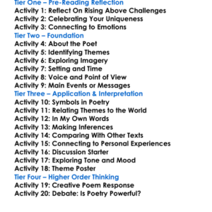 And Still I Rise Maya Angelou Worksheet Activity Booklet