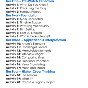Andre The Giant 2018 Worksheet Activity Booklet