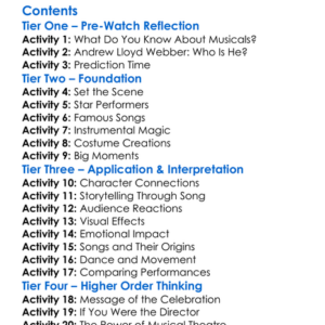 Andrew Lloyd Webber The Royal Albert Hall Celebration 1998 Worksheet Activity Booklet