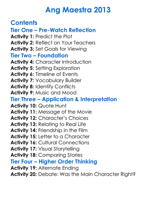 Ang Maestra 2013 Worksheet Activity Booklet