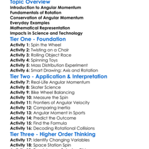 Angular Momentum Worksheet Activity Booklet