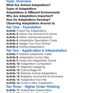 Animal Adaptation To Environments Worksheet Activity Booklet