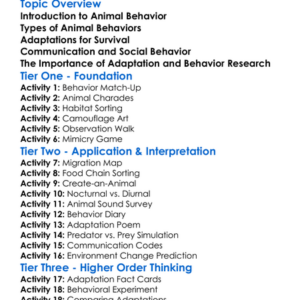 Animal Behavior And Adaptation Worksheet Activity Booklet