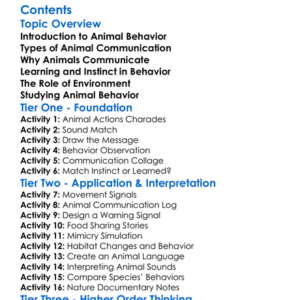 Animal Behavior And Communication Worksheet Activity Booklet