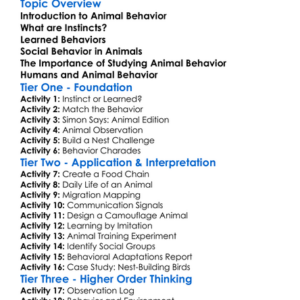 Animal Behavior And Instincts Worksheet Activity Booklet