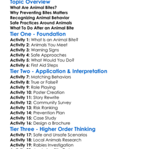 Animal Bite Prevention Worksheet Activity Booklet