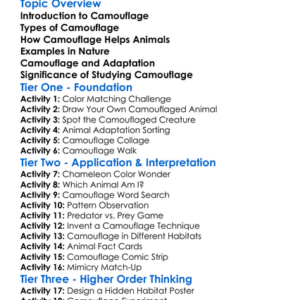 Animal Camouflage Techniques Worksheet Activity Booklet