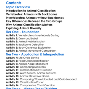 Animal Classification Vertebrates And Invertebrates Worksheet Activity Booklet