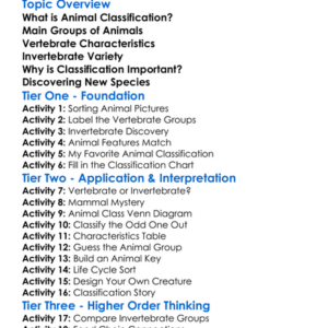Animal Classification Worksheet Activity Booklet