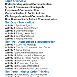Animal Communication Methods Worksheet Activity Booklet