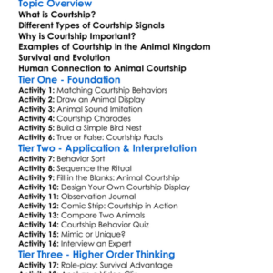 Animal Courtship Behaviors Worksheet Activity Booklet