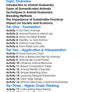 Animal Husbandry And Breeding Worksheet Activity Booklet