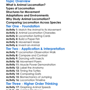 Animal Locomotion Worksheet Activity Booklet