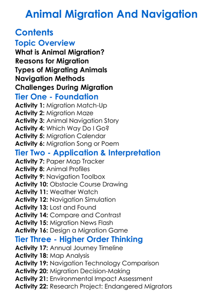 Animal Migration And Navigation Worksheet Activity Booklet
