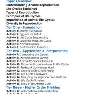 Animal Reproduction And Life Cycles Worksheet Activity Booklet