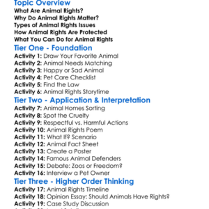 Animal Rights Worksheet Activity Booklet