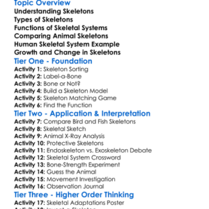 Animal Skeletal Systems Worksheet Activity Booklet