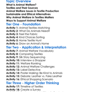 Animal Welfare And Textiles Worksheet Activity Booklet