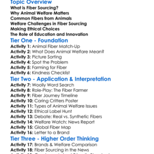 Animal Welfare In Fiber Sourcing Worksheet Activity Booklet