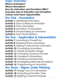 Animation And Simulation Worksheet Activity Booklet