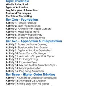 Animation Basics Worksheet Activity Booklet