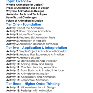 Animation For Design Worksheet Activity Booklet
