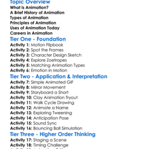 Animation Fundamentals Worksheet Activity Booklet