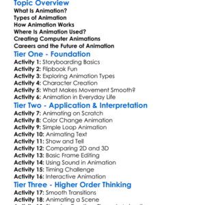 Animation In Computing Worksheet Activity Booklet