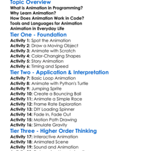 Animation In Programming Worksheet Activity Booklet