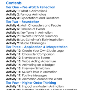 Animation Maverick The Lou Scheimer Story 2008 Worksheet Activity Booklet