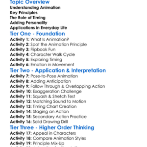 Animation Principles Worksheet Activity Booklet