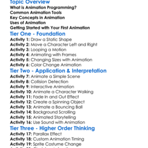 Animation Programming Worksheet Activity Booklet
