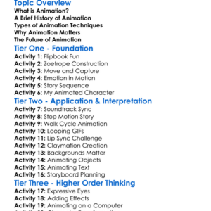 Animation Worksheet Activity Booklet