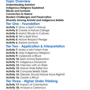 Animism And Indigenous Religions Worksheet Activity Booklet