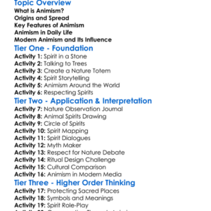 Animism Worksheet Activity Booklet