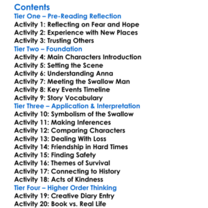 Anna And The Swallow Man Gavriel Savit Worksheet Activity Booklet