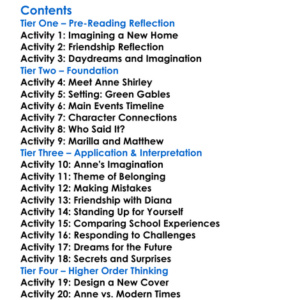 Anne Of Green Gables Lm Montgomery Worksheet Activity Booklet