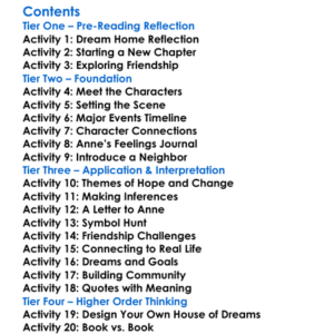 Annes House Of Dreams Lm Montgomery Worksheet Activity Booklet