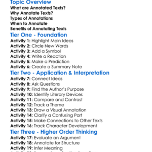 Annotated Texts Worksheet Activity Booklet