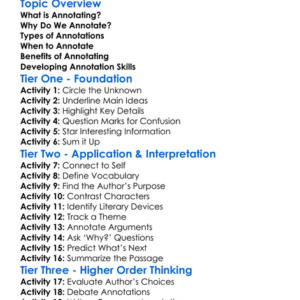 Annotating Texts Worksheet Activity Booklet