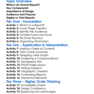 Annual Report Design Worksheet Activity Booklet