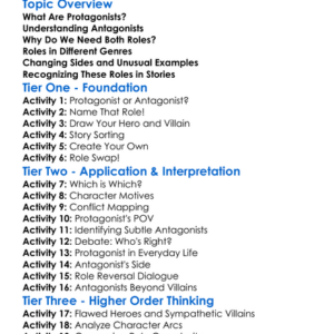 Antagonist And Protagonist Roles Worksheet Activity Booklet