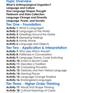 Anthropological Linguistics Worksheet Activity Booklet