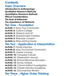 Anthropological Research Methods And Ethics Worksheet Activity Booklet