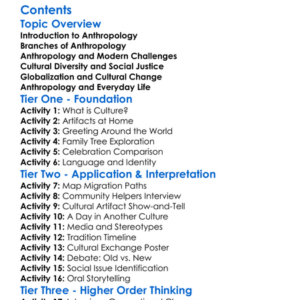 Anthropology And Contemporary Issues Worksheet Activity Booklet