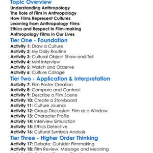 Anthropology And Film Worksheet Activity Booklet