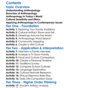 Anthropology In Contemporary Society Worksheet Activity Booklet