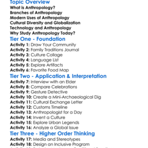 Anthropology In The Modern World Worksheet Activity Booklet