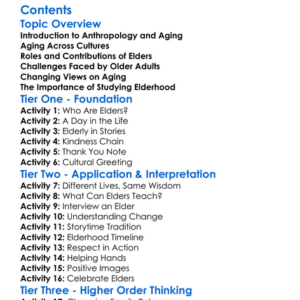 Anthropology Of Aging And Elderhood Worksheet Activity Booklet